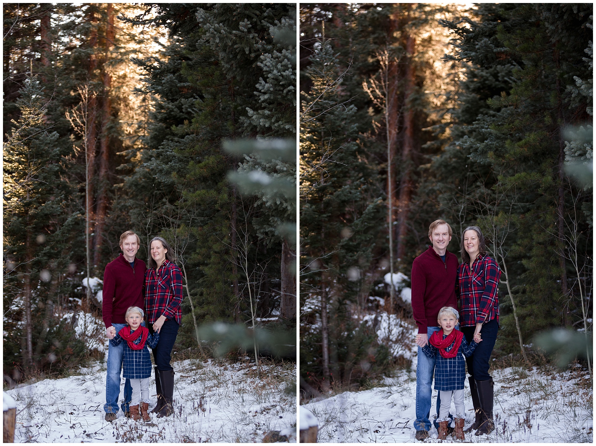 Family of three poses together during their Breckenridge family photo session.