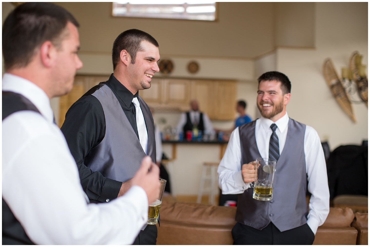 Groom enjoys some time with his groomsmen prior to his wedding at Sevens in Breckenridge.