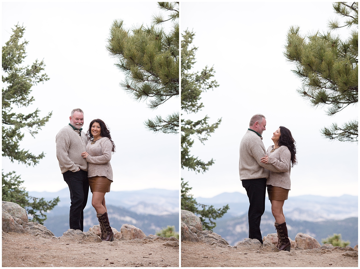 Engaged couple holds each other during their session with a Breckenridge engagement photographer.