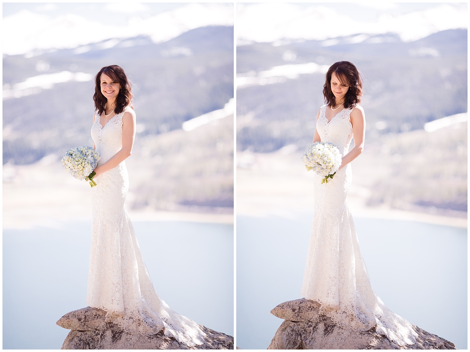 Bridal portraits by a Breckenridge wedding photographer at a Sapphire Point Overlook Elopement 