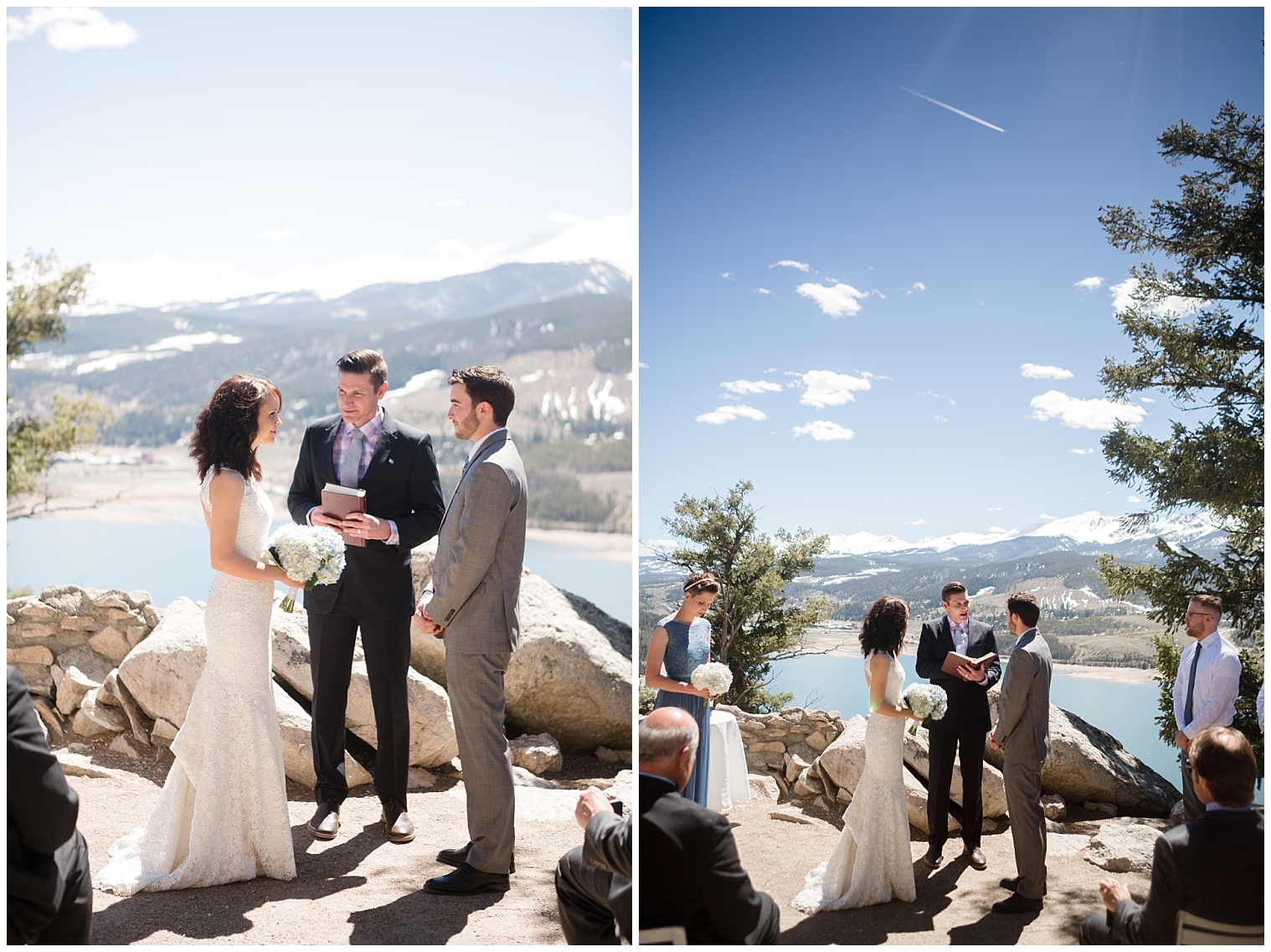 Wedding couple are married at an intimate ceremony in the Colorado mountains.