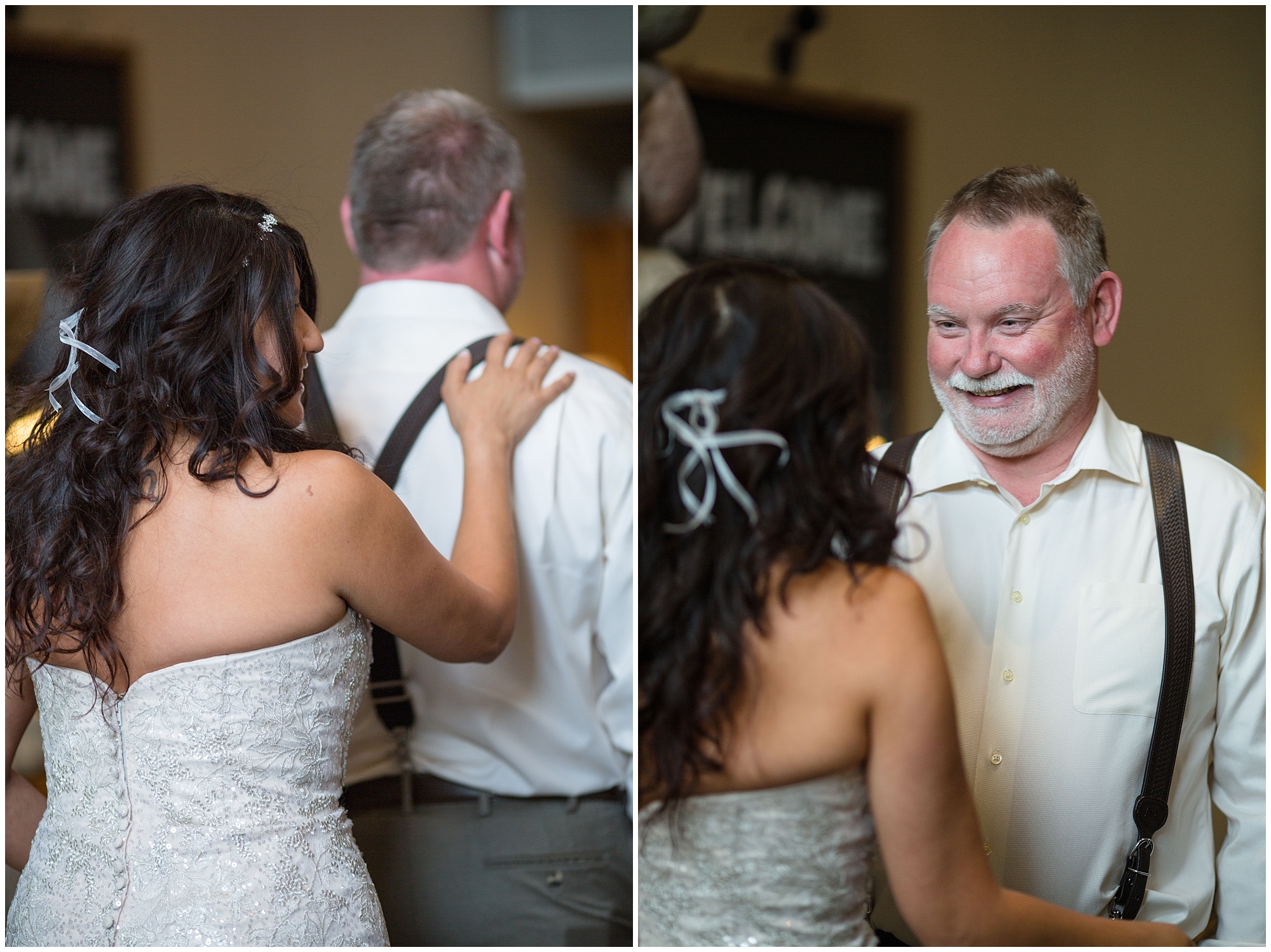 Grooms sees his bride for the first time on their Colorado wedding day.