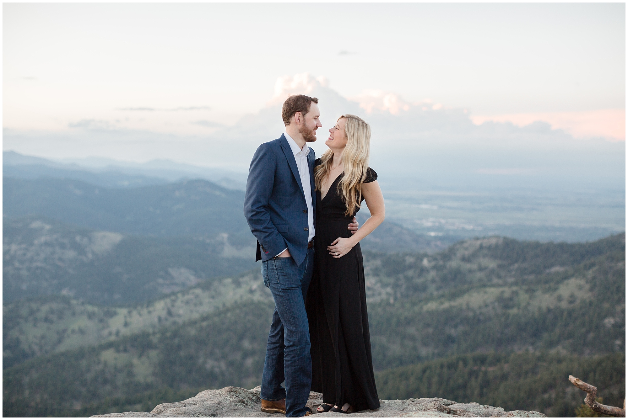 Couple holds one another during their Boulder Colorado engagement photography session.