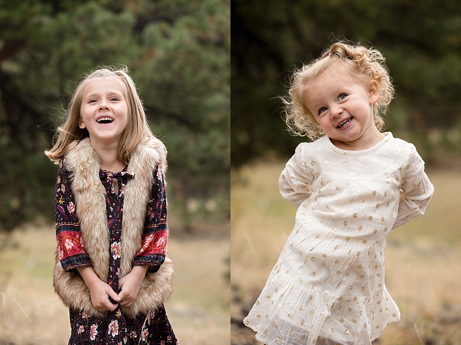 two sisters pose for their individual portraits during a Colorado family session