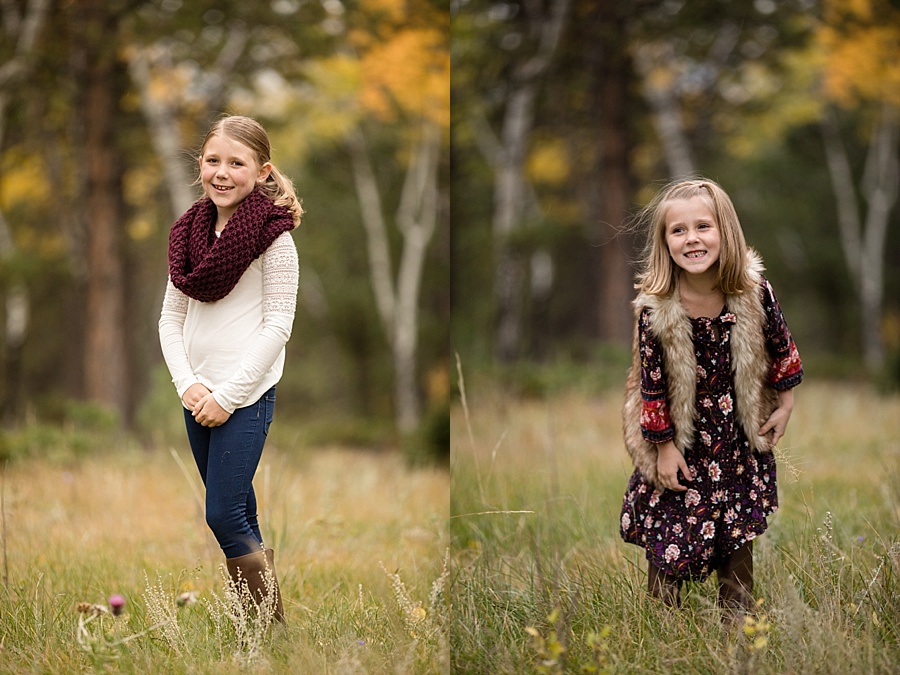 two sisters pose for individual portraits during autumn in the Rocky Mountains