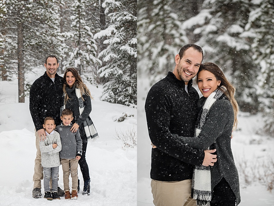 beautiful family poses in the snow in Breckenridge Colorado 