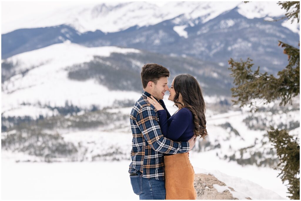 Engagement session on top of Sapphire Point in the Winter