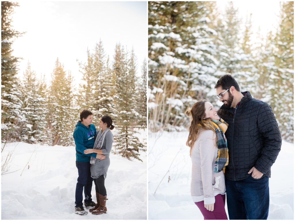 two couples pose in Breckenridge Colorado during winter